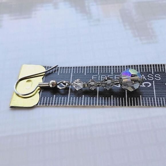 Vtg smoke grey iridescent faceted crystal beaded set - Picture 10 of 10